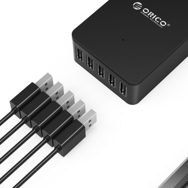 ORICO 5 Port 40W Charge Desktop Charger - Black - Image 3
