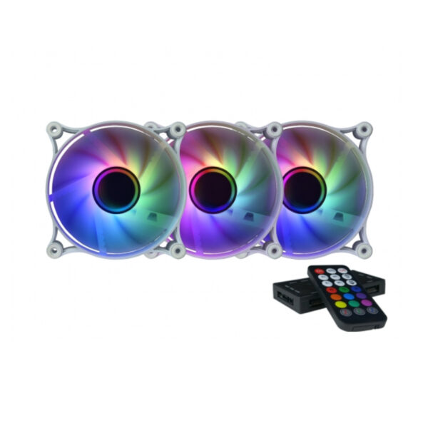 Raidmax NV-IT120FWR3 120mm 3Pin ARGB 3Pack Case Fan - White - Image 2