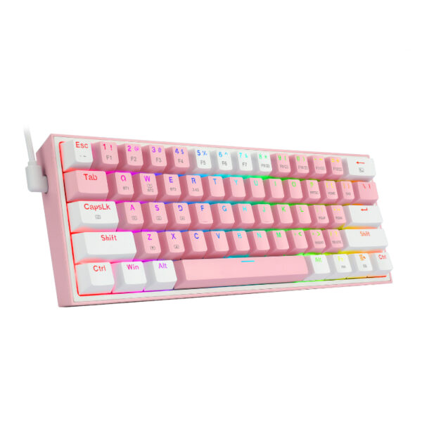 REDRAGON FIZZ PRO RGB 61 KEY Mechancal Wireless Gaming Keyboard - Pink/White - Image 2