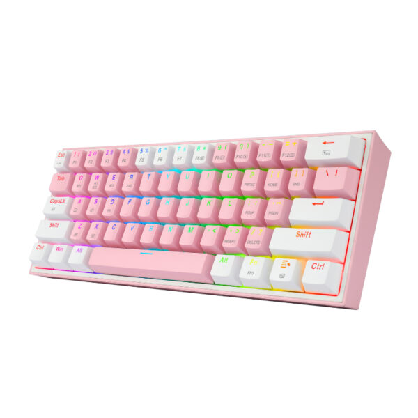 REDRAGON FIZZ PRO RGB 61 KEY Mechancal Wireless Gaming Keyboard - Pink/White - Image 3