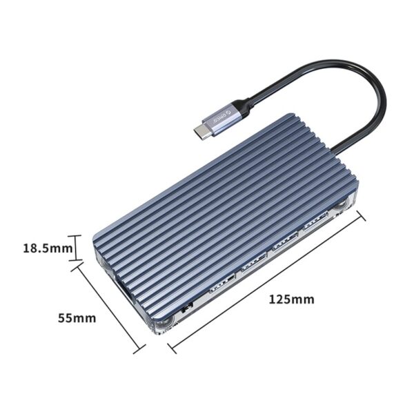 ORICO 11 Port Type-C Hub Grey - Image 5