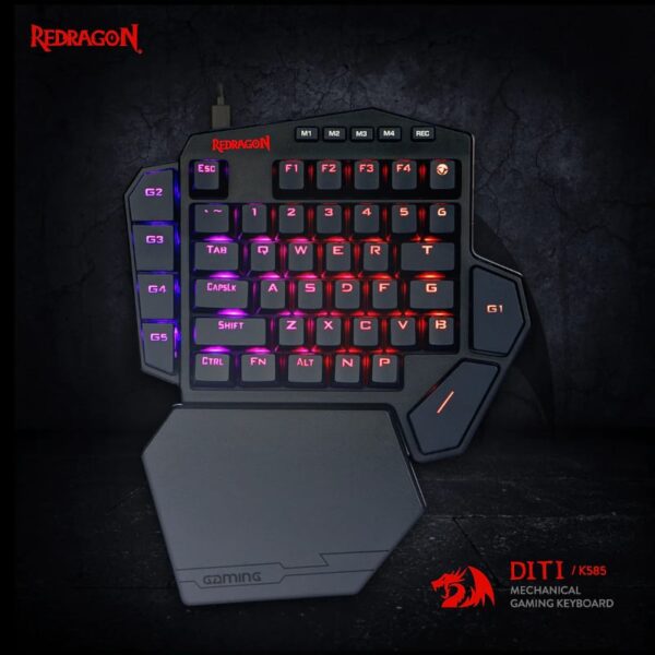 REDRAGON Diti Elite Pro One-Handed RGB Wireless Mechanical Gaming Keyboard - Black - Image 3
