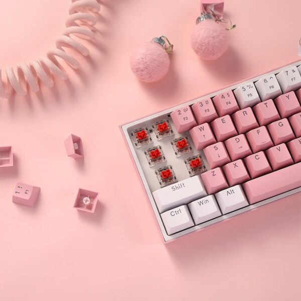 REDRAGON FIZZ PRO RGB 61 KEY Mechancal Wireless Gaming Keyboard - Pink/White - Image 7