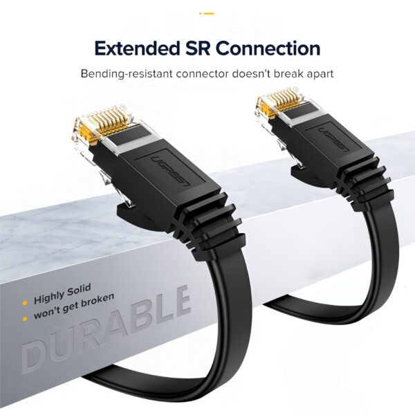 UGREEN NW102 Cat6 U/UTP Flat Ethernet Cable 20m - Black - Image 4