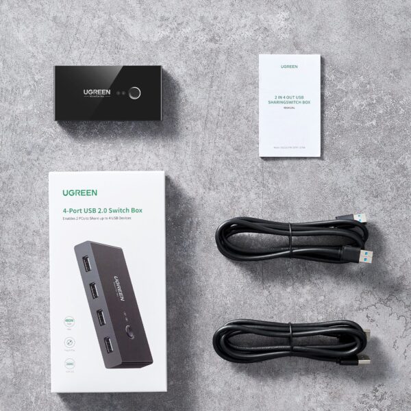 UGREEN USB 3.0 4-Port Switch Box, with 1.5m USB Cables - Image 5