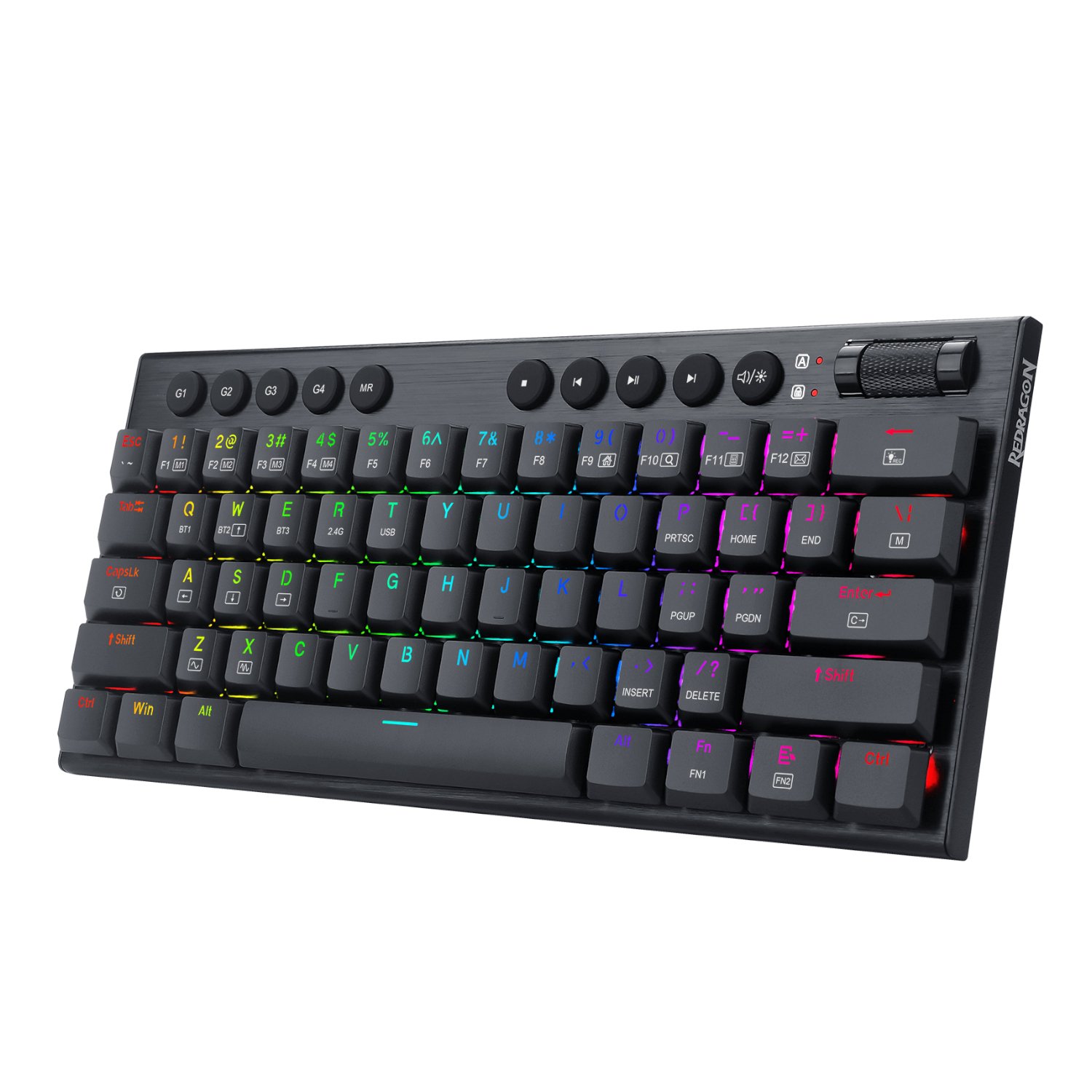 REDRAGON Horus Mini 61Key Red Switch RGB Low Profile Gaming Mechanical Keyboard - Black