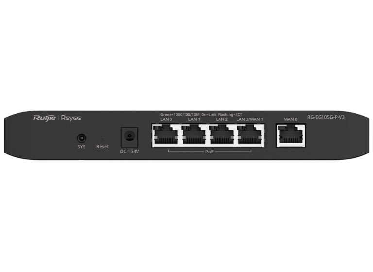 Reyee 5 Port Gigabit 2 WAN 4 PoE 54W 100 User Cloud Router | RG-EG105G-P