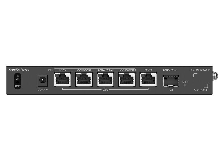 Reyee 5 Port 2.5G Multi-WAN 4 PoE 110W 400 User Cloud Router | RG-406XS-P