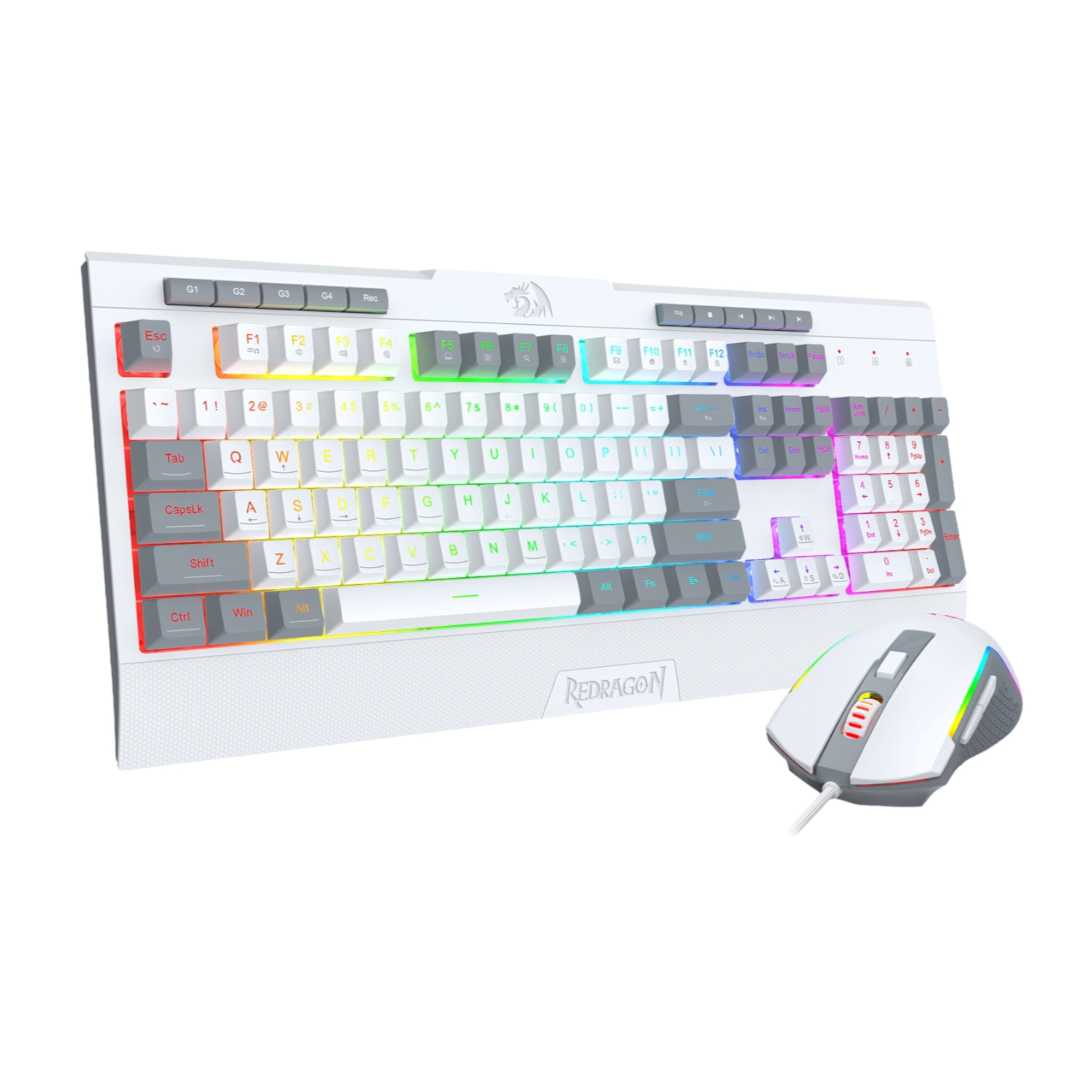 Redragon S151 Wired RGB Gaming Keyboard and Mouse Combo – White and Grey